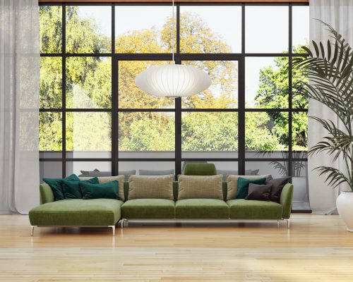 aluminium steel look screen in a lounge